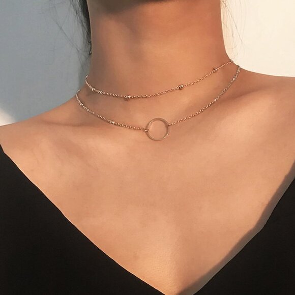 🆕 Women Gold Trendy Chunky Necklace Stack Multilayered Bar Pendant Jewelry Gift - Picture 2 of 7